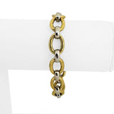 18k Yellow and White Gold 16.7g Two Tone Ladies Fancy Link Bracelet Italy 7"