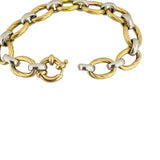 18k Yellow and White Gold 16.7g Two Tone Ladies Fancy Link Bracelet Italy 7"