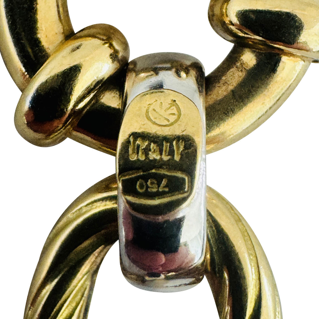 18k Yellow and White Gold 16.7g Two Tone Ladies Fancy Link Bracelet Italy 7"