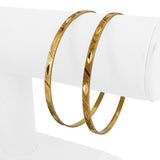 Pair of 18k Yellow Gold 17.4g Solid Vintage Diamond Cut Bangle Bracelets 7.75"