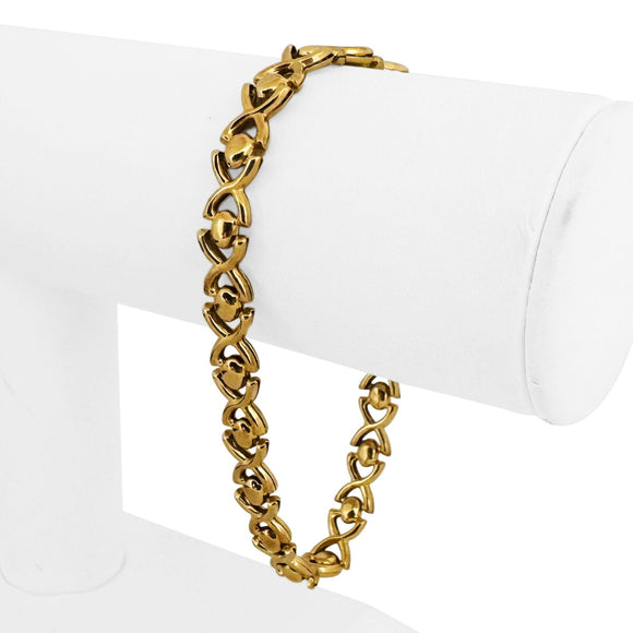 18k Yellow Gold 10.6g Ladies Polished 7.5mm Fancy Link Bracelet Italy 8