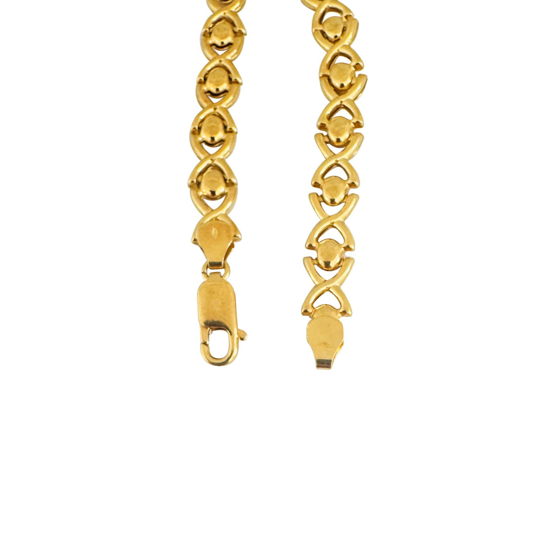 18k Yellow Gold 10.6g Ladies Polished 7.5mm Fancy Link Bracelet Italy 8"