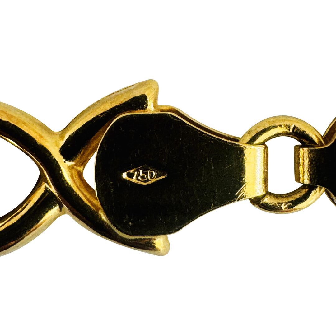 18k Yellow Gold 10.6g Ladies Polished 7.5mm Fancy Link Bracelet Italy 8"