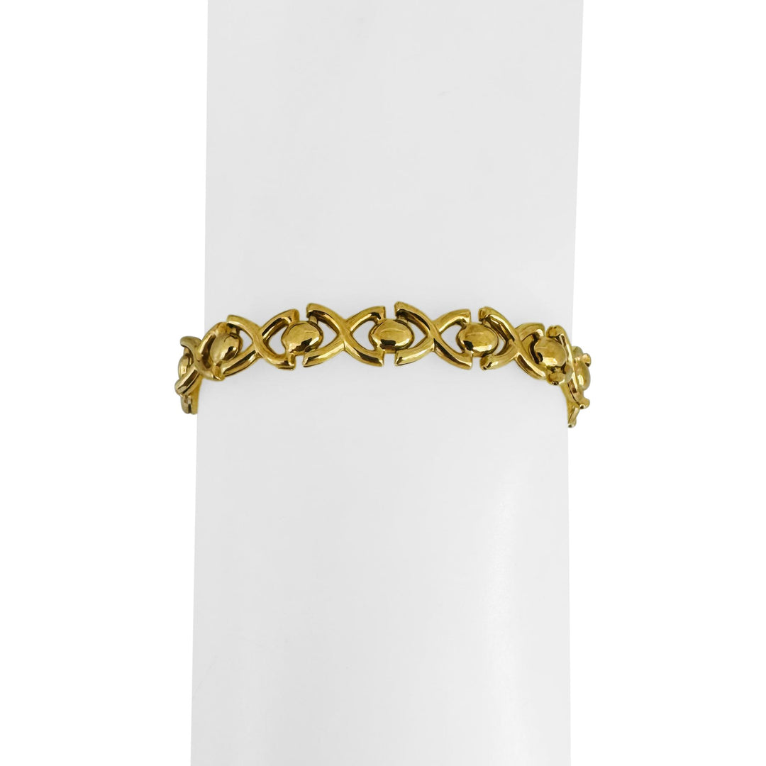 18k Yellow Gold 10.6g Ladies Polished 7.5mm Fancy Link Bracelet Italy 8"