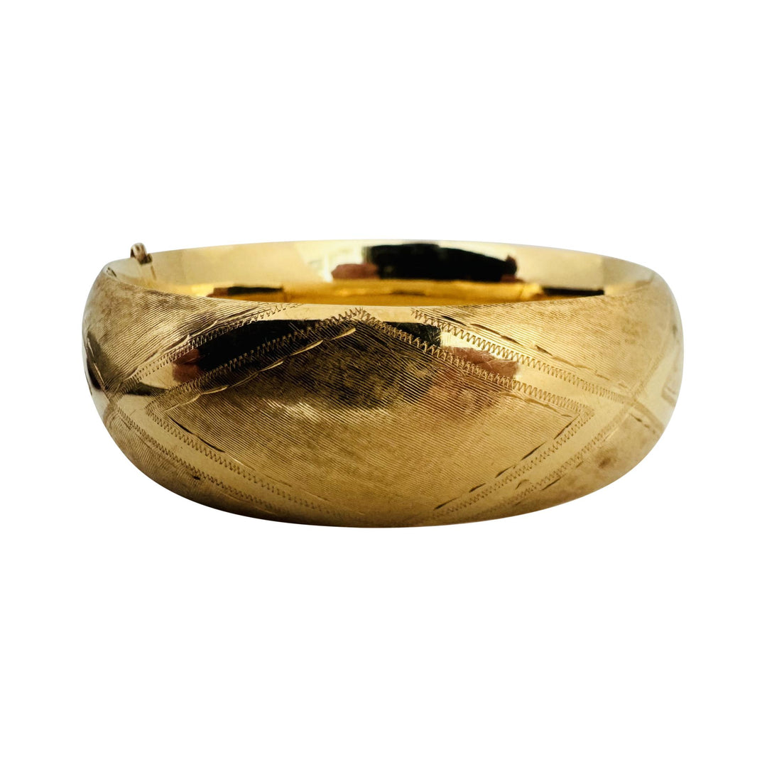 14k Yellow Gold 30.6g Vintage Wide 20mm Ladies Bangle Bracelet 7"