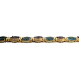14k Yellow Gold 22.4g Solid Amethyst and Topaz Link Bracelet 7.25"