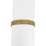 14k Yellow Gold 22g Solid 9mm Beaded Mesh Wheat Link Bracelet Mexico 7.5"