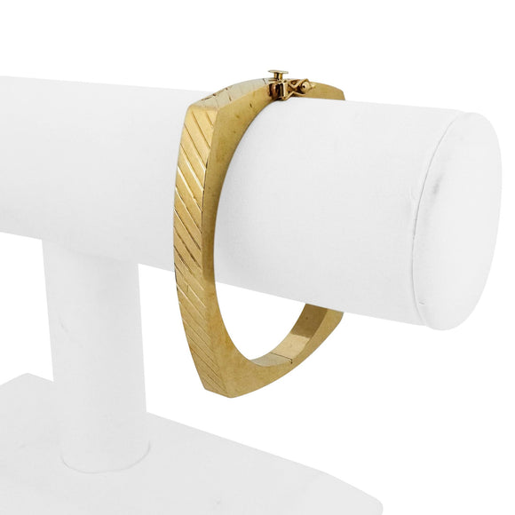 14k Yellow Gold 17.6g Ladies Geometric Striped Bangle Bracelet 6.75
