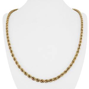 14k Yellow Gold 18.7g Hollow Vintage 5mm Rope Chain Necklace 24"