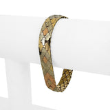 14k Yellow White and Rose Gold 23.4g Solid Vintage Scale Link Bracelet Italy 7"