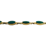 14k Yellow Gold and Chrysocolla 15.8g Ladies Link Bracelet 7"