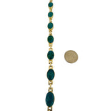 14k Yellow Gold and Chrysocolla 15.8g Ladies Link Bracelet 7"