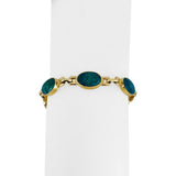 14k Yellow Gold and Chrysocolla 15.8g Ladies Link Bracelet 7"