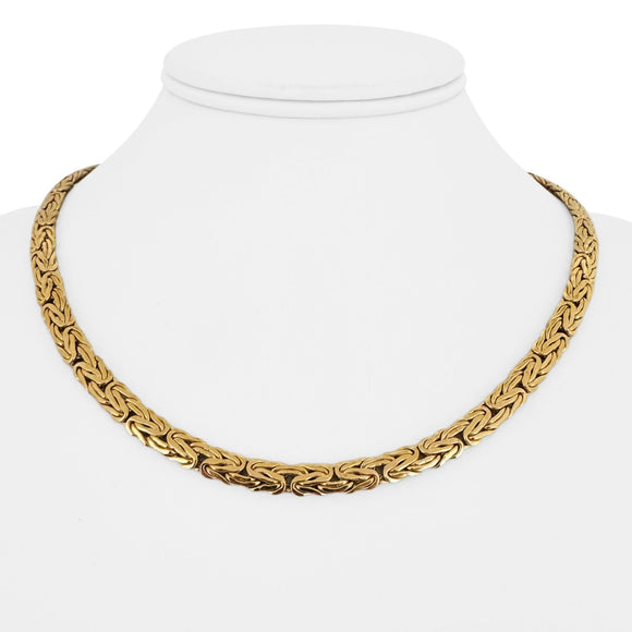14k Yellow Gold 19.7g Ladies 7mm Byzantine Link Chain Necklace Italy 18
