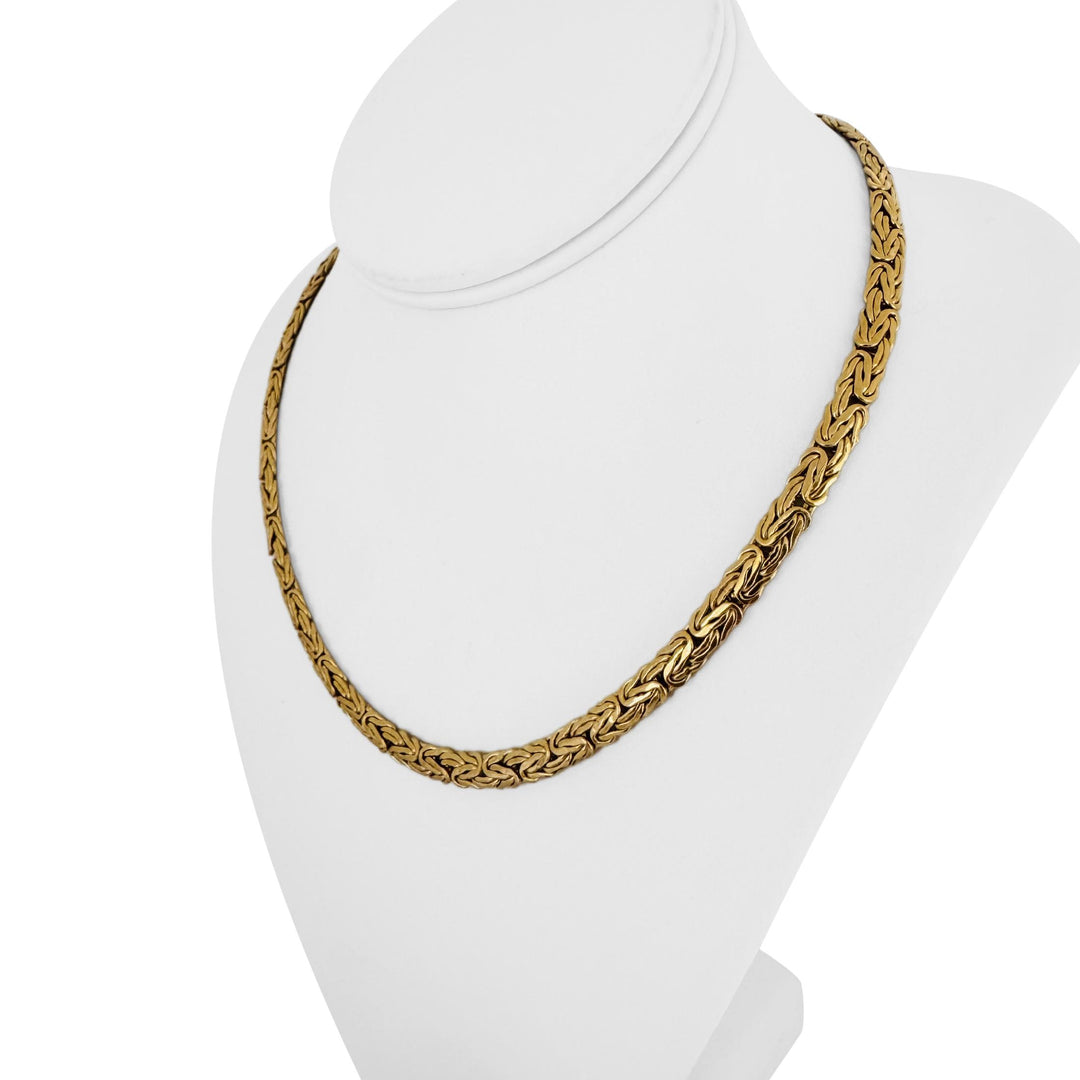 14k Yellow Gold 19.7g Ladies 7mm Byzantine Link Chain Necklace Italy 18"