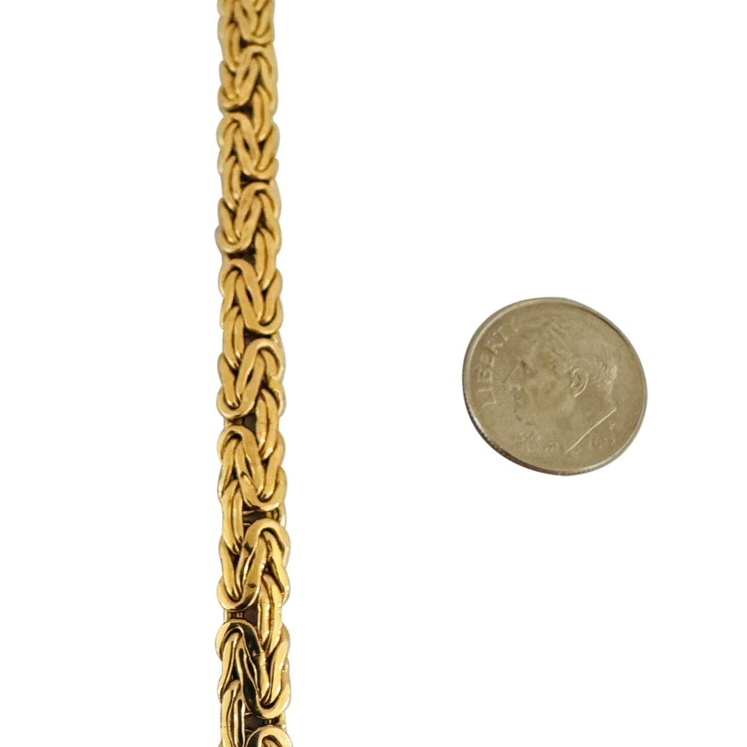 14k Yellow Gold 19.7g Ladies 7mm Byzantine Link Chain Necklace Italy 18"