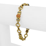 18k Yellow Gold Hardstone and 0.75cttw Diamond Fancy Link Bracelet 7"