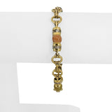 18k Yellow Gold Hardstone and 0.75cttw Diamond Fancy Link Bracelet 7"