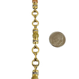 18k Yellow Gold Hardstone and 0.75cttw Diamond Fancy Link Bracelet 7"