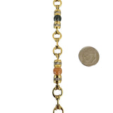 18k Yellow Gold Hardstone and 0.75cttw Diamond Fancy Link Bracelet 7"