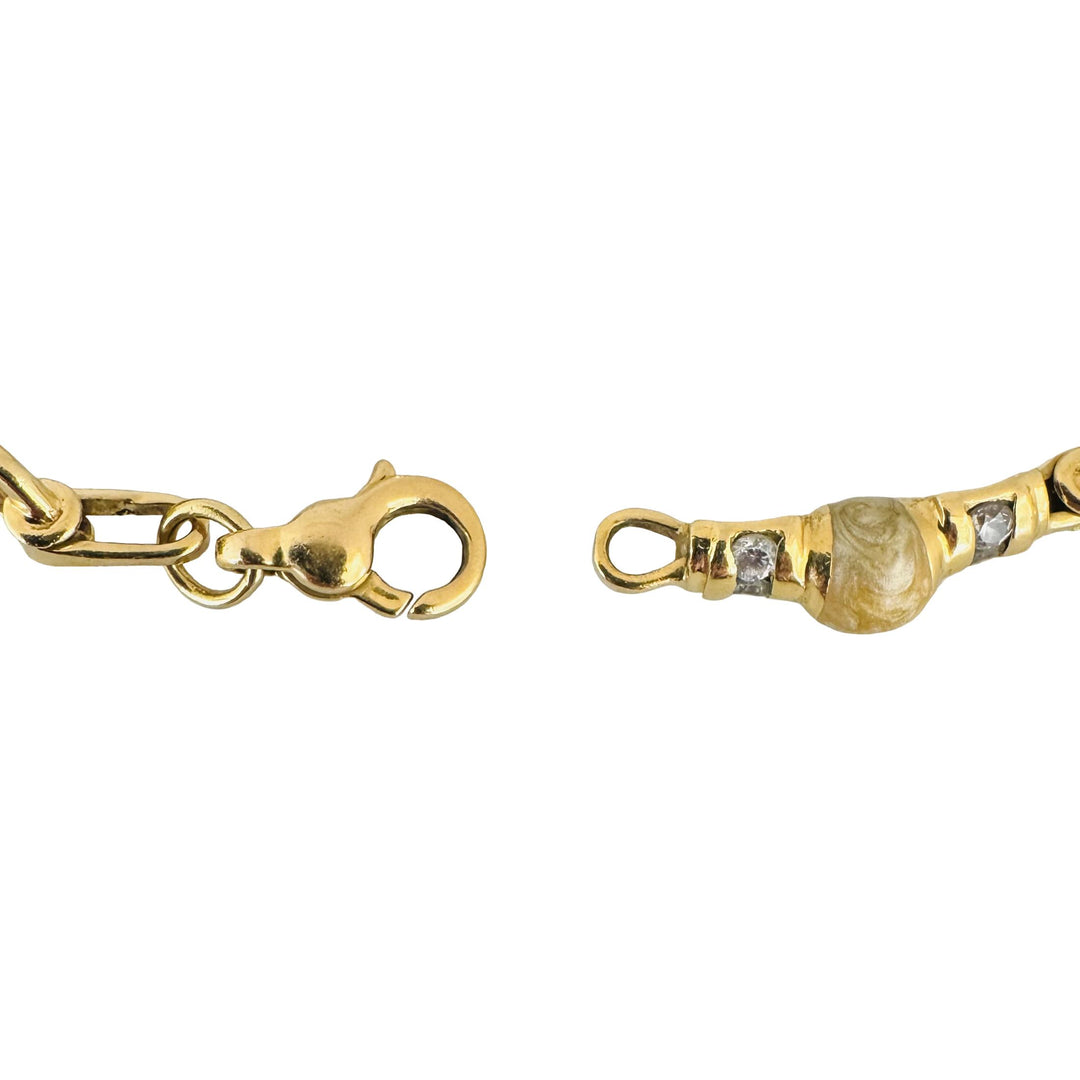 18k Yellow Gold Hardstone and 0.75cttw Diamond Fancy Link Bracelet 7"