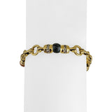 18k Yellow Gold Hardstone and 0.75cttw Diamond Fancy Link Bracelet 7"