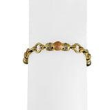 18k Yellow Gold Hardstone and 0.75cttw Diamond Fancy Link Bracelet 7"