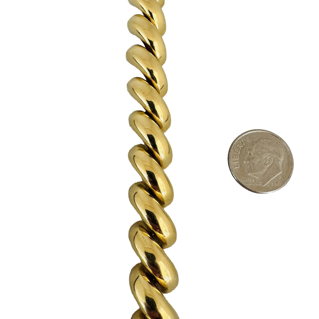 18k Yellow Gold 37.4g Heavy Thick 12mm San Marco Link Bracelet 7.5"