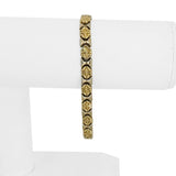 18k Yellow and White Gold 12.3g Vintage 6mm Fancy Link Bracelet Italy 7.5"