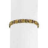 18k Yellow and White Gold 12.3g Vintage 6mm Fancy Link Bracelet Italy 7.5"