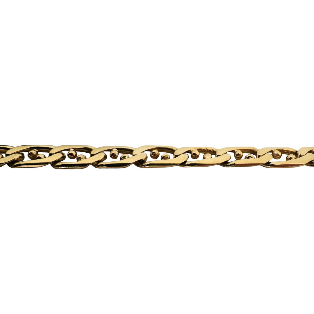 18k Yellow Gold 16.5g Solid Vintage 6mm Beaded Mariner Link Bracelet 7.25"