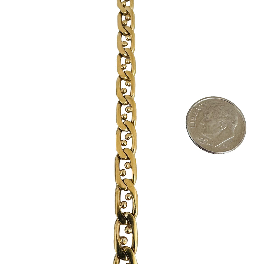 18k Yellow Gold 16.5g Solid Vintage 6mm Beaded Mariner Link Bracelet 7.25"