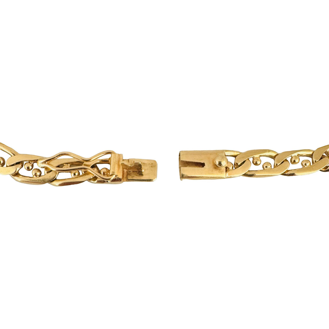 18k Yellow Gold 16.5g Solid Vintage 6mm Beaded Mariner Link Bracelet 7.25"