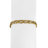 18k Yellow Gold 16.5g Solid Vintage 6mm Beaded Mariner Link Bracelet 7.25"
