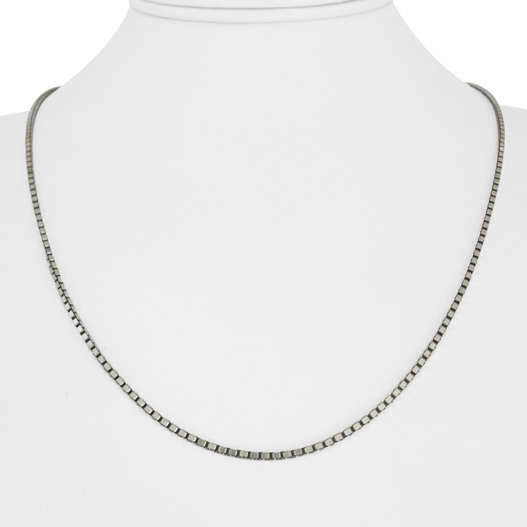 18k White Gold 9.8g Solid UnoAErre Vintage Box Link Chain Necklace Italy 20"