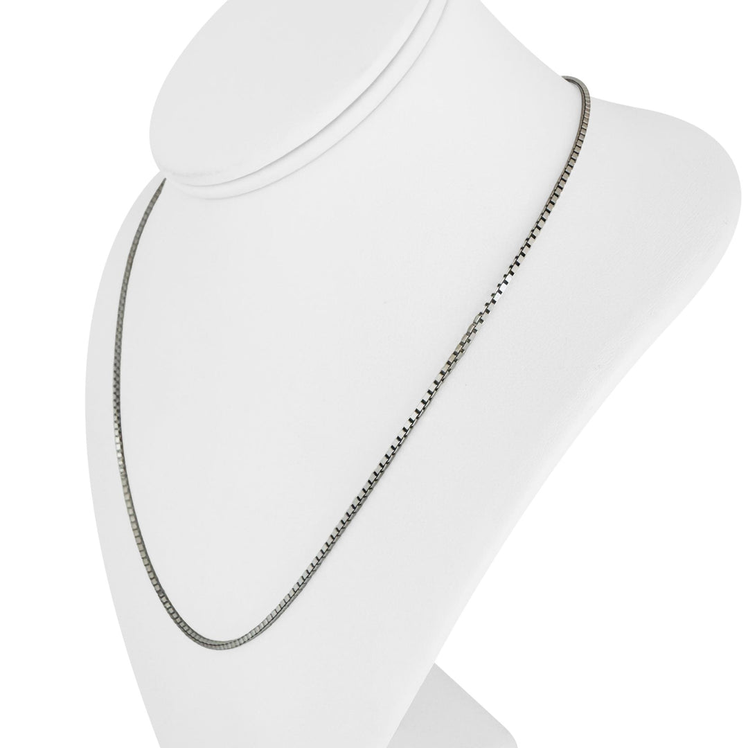 18k White Gold 9.8g Solid UnoAErre Vintage Box Link Chain Necklace Italy 20"