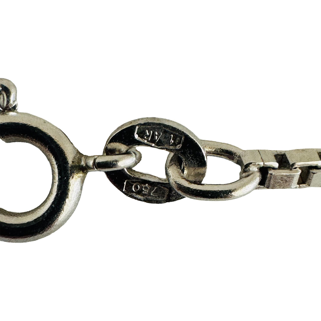 18k White Gold 9.8g Solid UnoAErre Vintage Box Link Chain Necklace Italy 20"