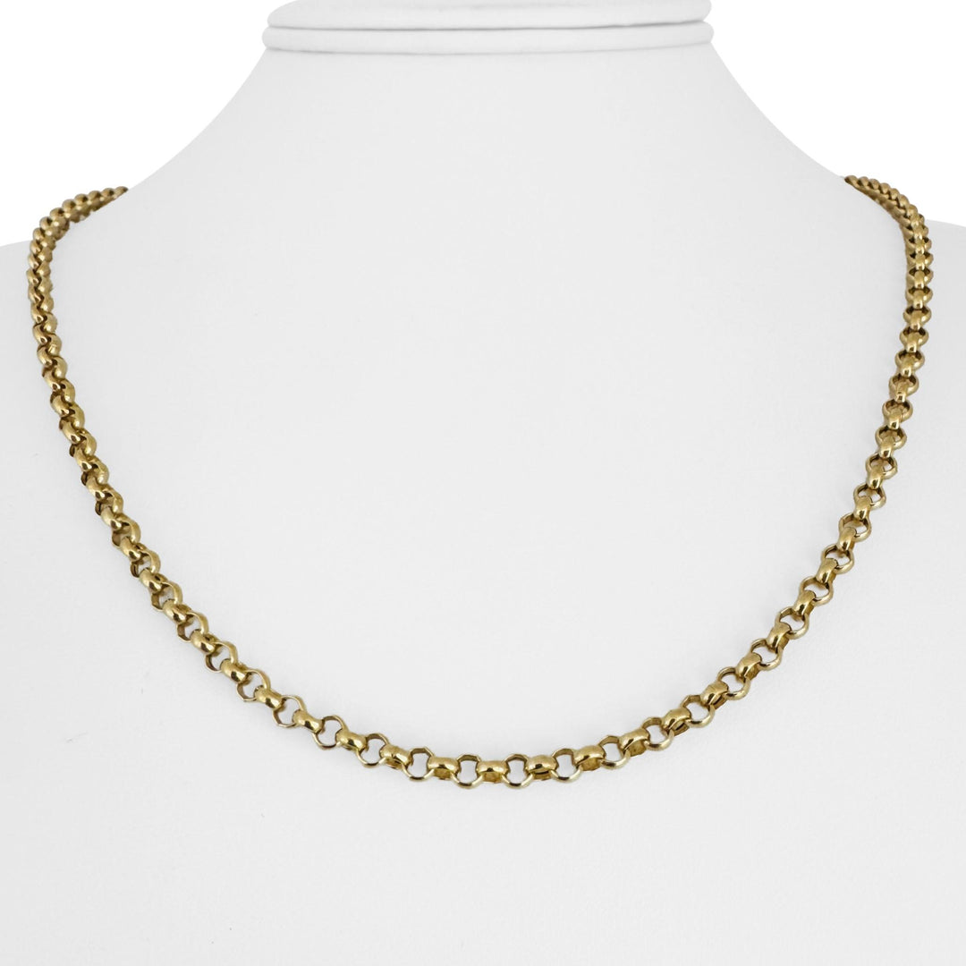 18k Yellow Gold 7.6g Hollow Light 3.5mm Rolo Link Chain Necklace Italy 20"