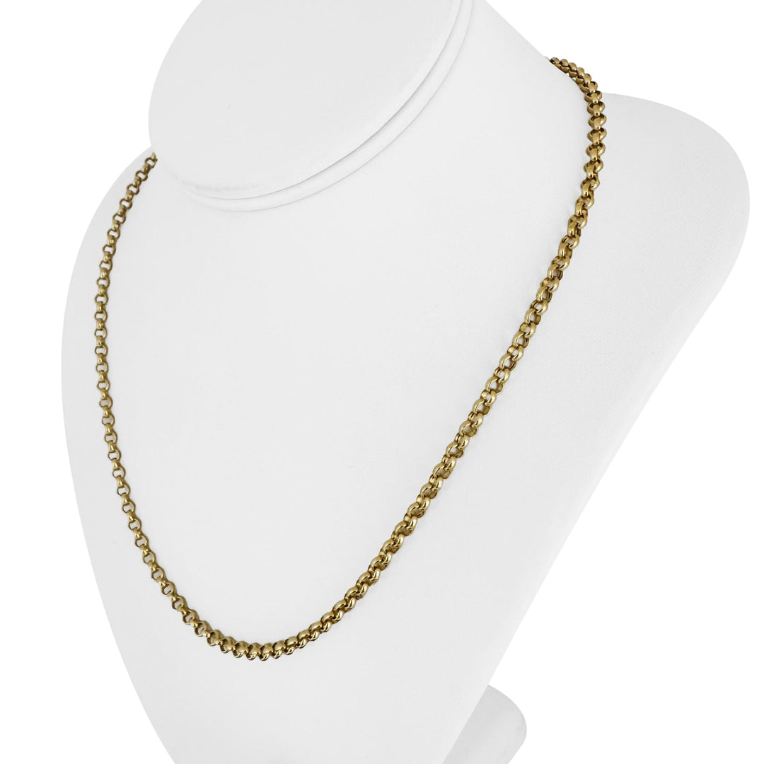 18k Yellow Gold 7.6g Hollow Light 3.5mm Rolo Link Chain Necklace Italy 20"