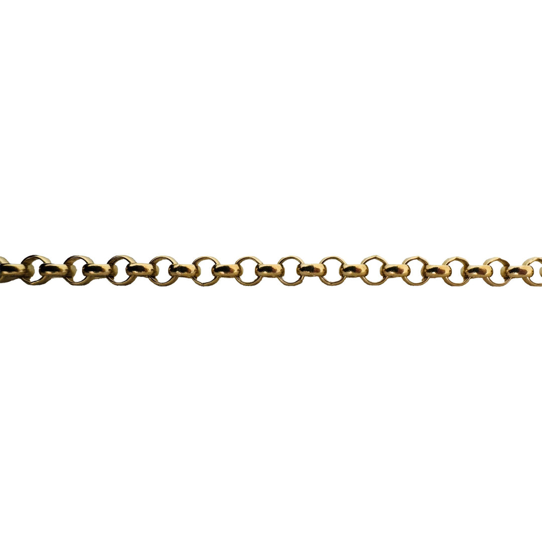 18k Yellow Gold 7.6g Hollow Light 3.5mm Rolo Link Chain Necklace Italy 20"