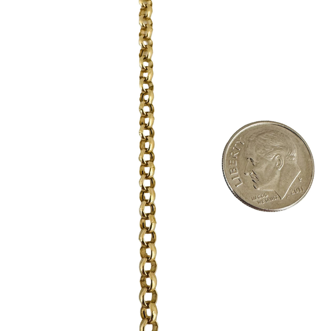 18k Yellow Gold 7.6g Hollow Light 3.5mm Rolo Link Chain Necklace Italy 20"