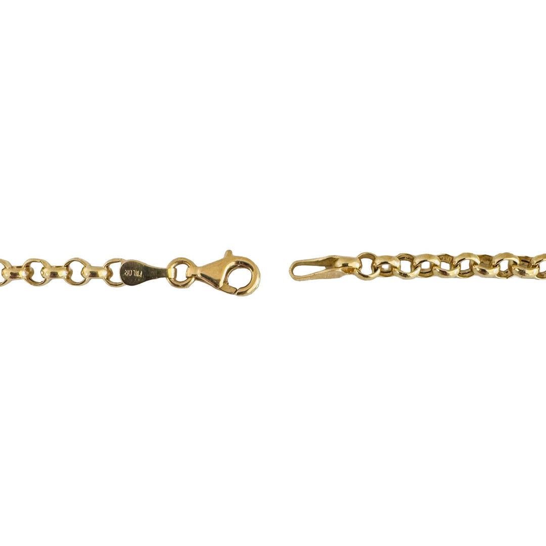 18k Yellow Gold 7.6g Hollow Light 3.5mm Rolo Link Chain Necklace Italy 20"