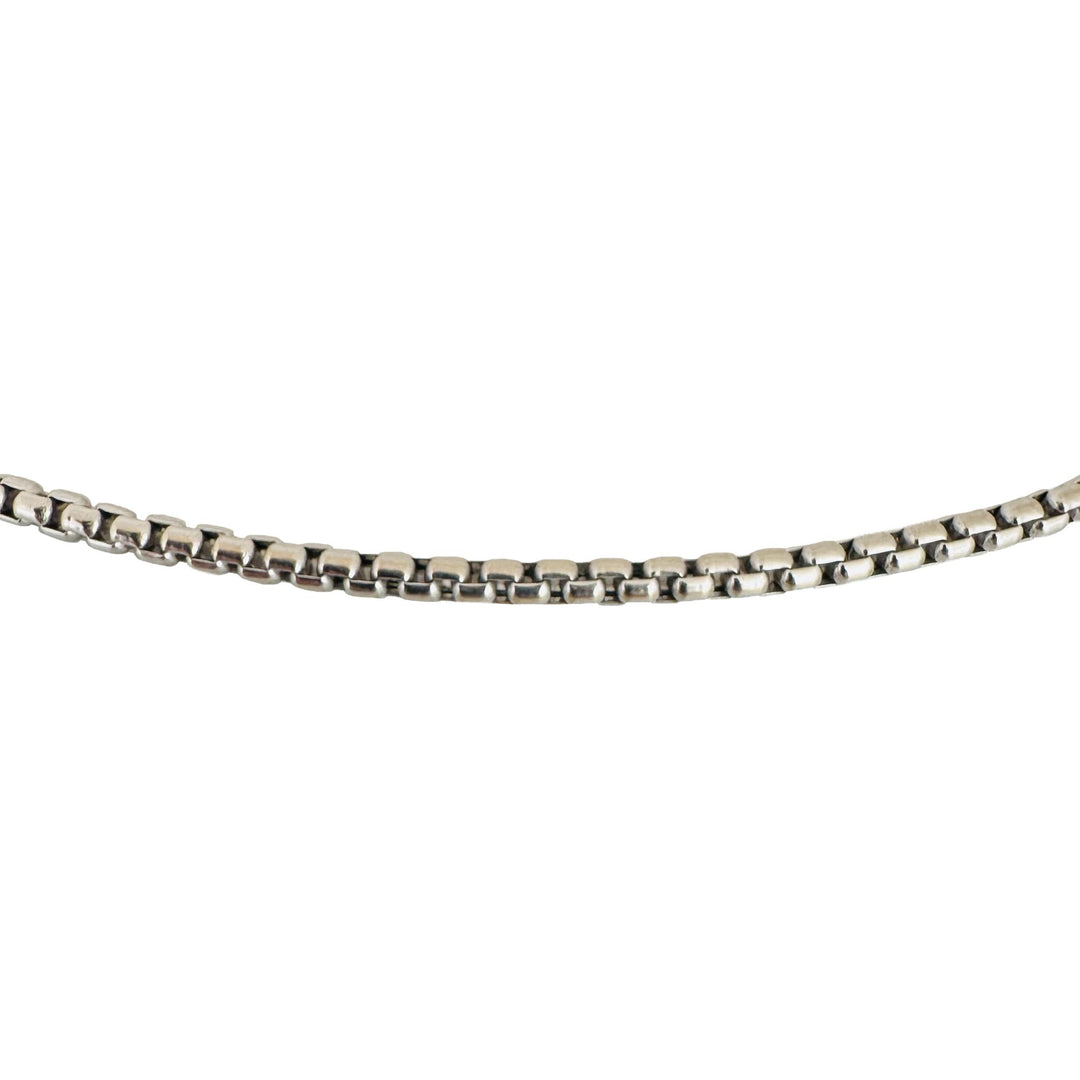 18k White Gold 7g Vintage UnoAErre Rounded Box Link Chain Necklace Italy 16"