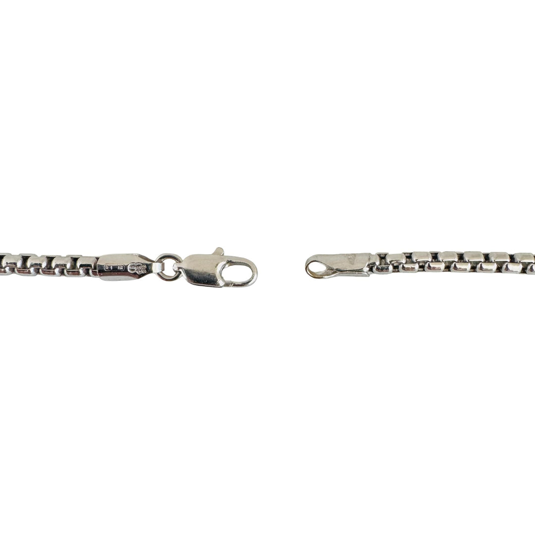 18k White Gold 7g Vintage UnoAErre Rounded Box Link Chain Necklace Italy 16"