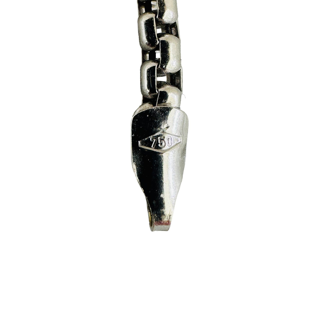 18k White Gold 7g Vintage UnoAErre Rounded Box Link Chain Necklace Italy 16"