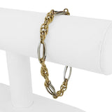 18k Yellow and White Gold 6.2g Vintage 7mm Fancy Link Bracelet Italy 7.5"