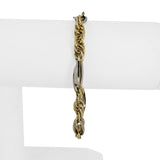 18k Yellow and White Gold 6.2g Vintage 7mm Fancy Link Bracelet Italy 7.5"