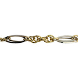 18k Yellow and White Gold 6.2g Vintage 7mm Fancy Link Bracelet Italy 7.5"
