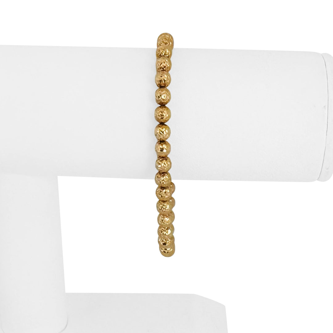 18k Yellow Gold 5.6g Ladies Vintage 5mm Diamond Cut Beaded Ball Bracelet 7"