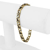 18k Yellow and White Gold 19.7g Vintage UnoAErre Fancy Link Bracelet Italy 7.5"